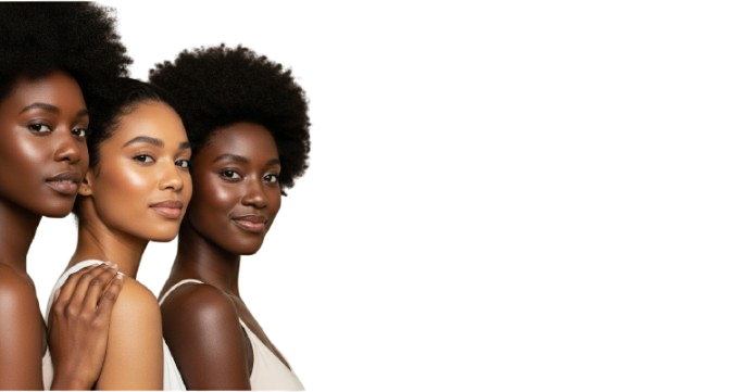 Three beautiful Black women representing Belskora Essentials